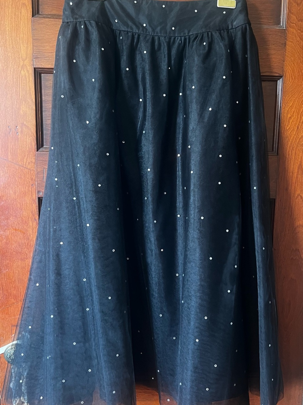 Talbots Black Maxi Skirt with rhinestone Embellishments